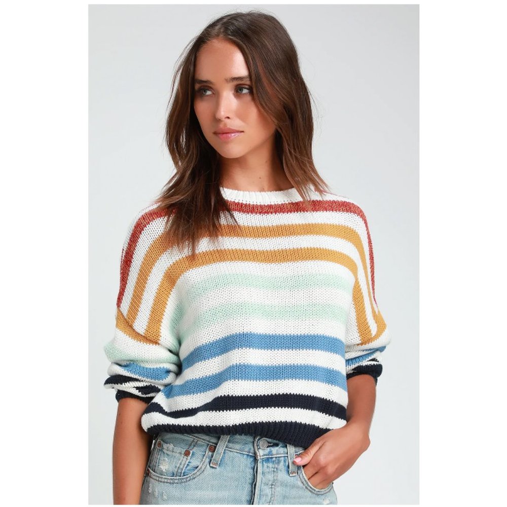 Charli Blue Multi Striped Knit Sweater